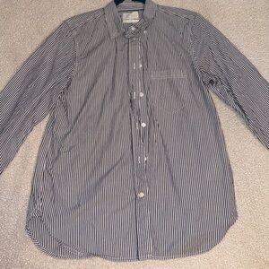 J.Crew Navy and White Striped Button-Up Shirt